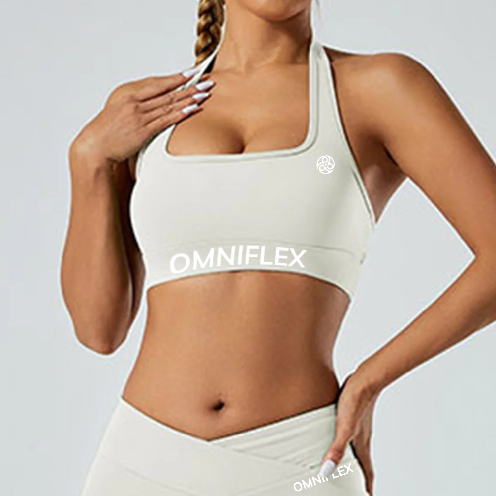Halter Square Neck Open Back Sports Bra
