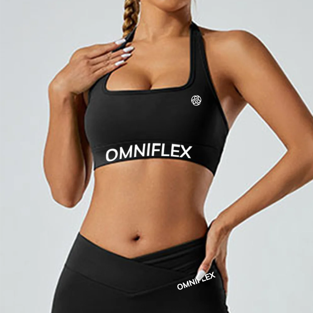 Halter Square Neck Open Back Sports Bra
