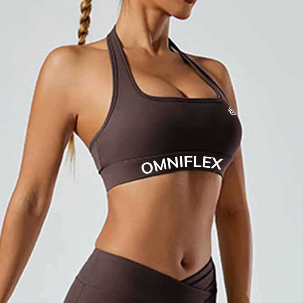Halter Square Neck Open Back Sports Bra